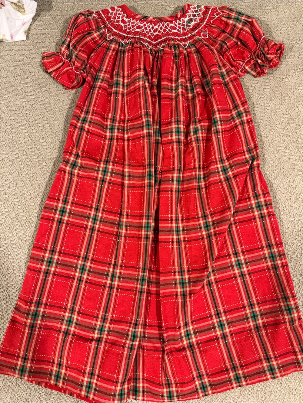 Girls' Red Plaid Smocked Dress - Classic Holiday